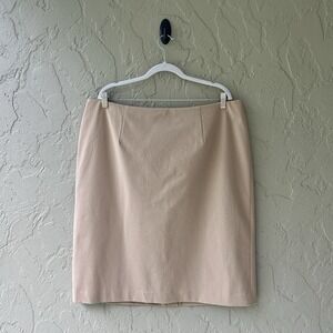 Talbots Women's 18W Beige Stretch Cotton Elastic Waist Straight Pencil Skirt NWT